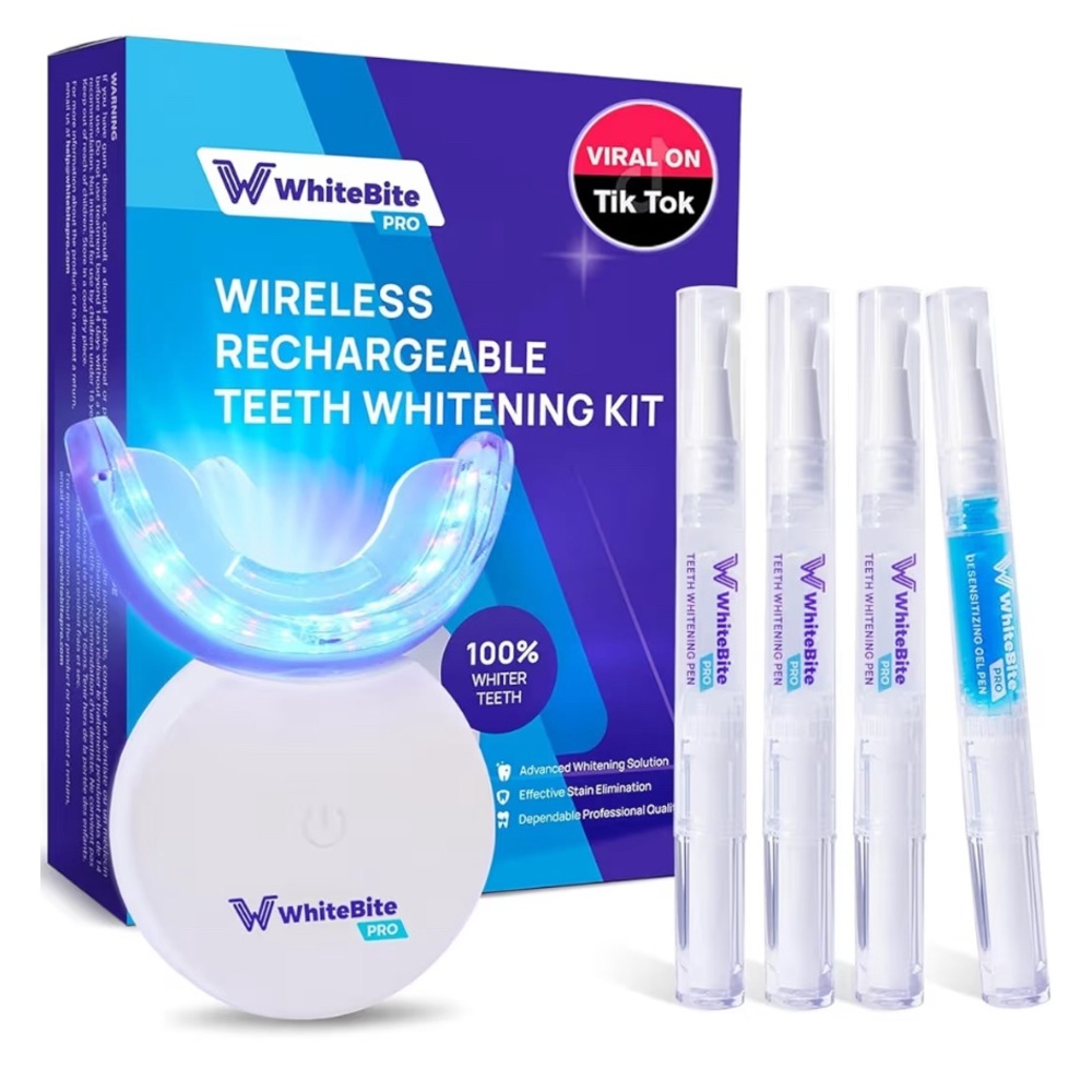 Wireless Rechargeable Teeth Whitening Kit - White